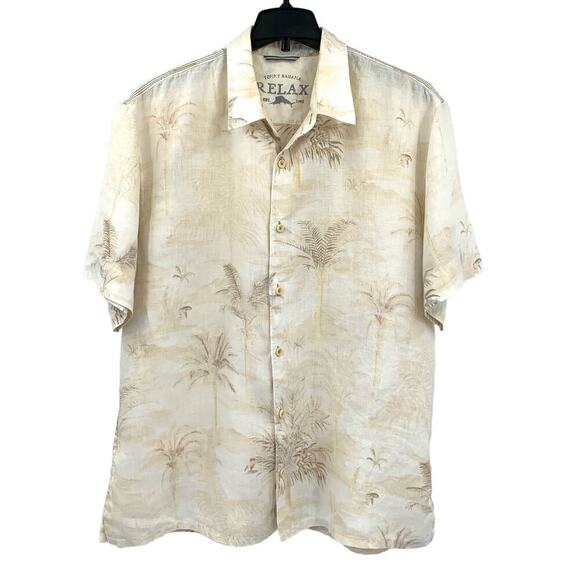 Tommy Bahama Relax Reverse Print Palm Trees 100% Linen Short Sleeve Mens Size XL - Picture 1 of 8